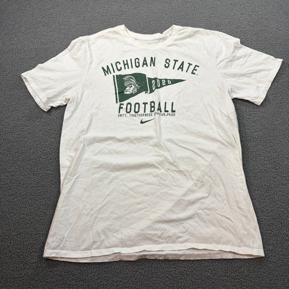 Nike T-Shirt Mens L White Michigan State Spartans Football 2020 Graphic Tee